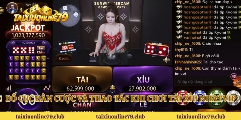 Bố cục bàn cược và thao tác khi chơi tài xỉu Nhatvip 