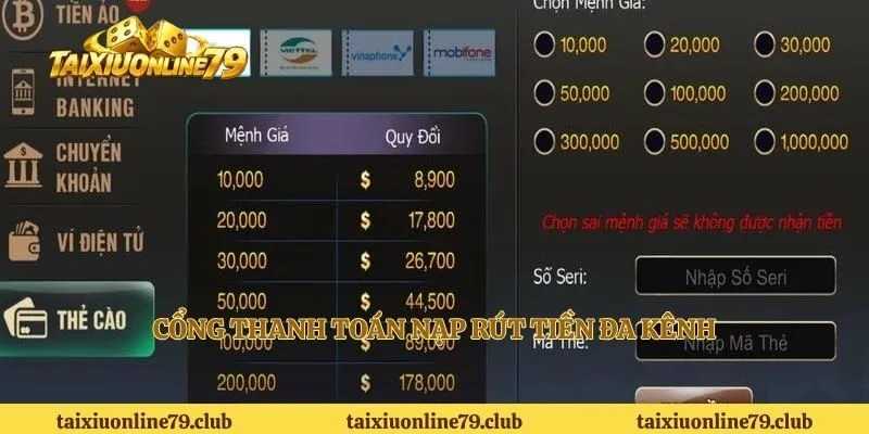 Cổng thanh toán nạp rút tiền đa kênh