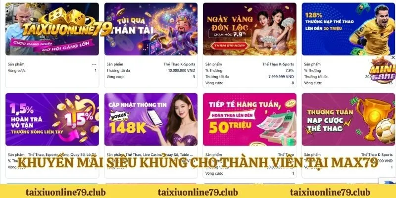 Khuyến mãi siêu khủng cho thành viên tại MAX79