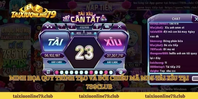 Minh họa quy trình tạo và đối chiếu mã MD5 tài xỉu tại 789Club