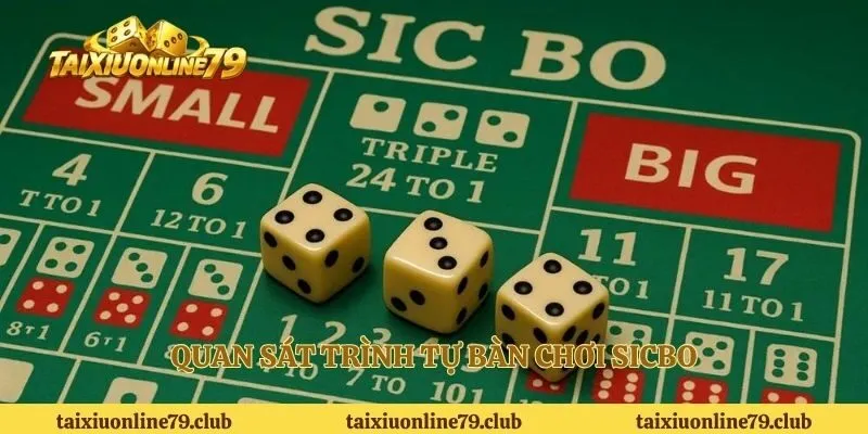 Quan sát trình tự bàn chơi sicbo