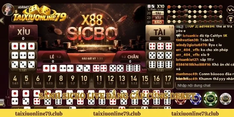 Sảnh Sicbo live đẳng cấp cùng DEBET