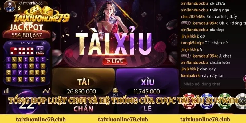 Tổng hợp luật chơi và hệ thống cửa cược tài xỉu Sunwin